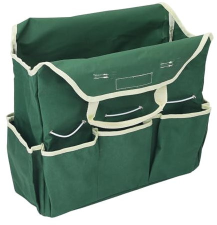 sourcing map Gartengeräte Tasche 14.6 x 5.5 x 16.5 Große Oxford Wasserdicht mit Taschen Garten Tragetasche Gärtnern Pflanze Werkzeug Organizer Speicherung Träger Geschäft Dunkelgrün