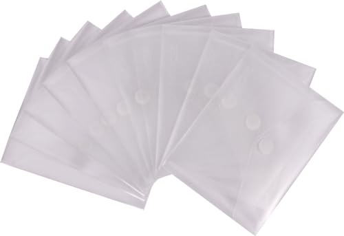 Nachhaltige Dokumententaschen A6 quer / 10 Stück/mit Klettverschluss aus Post-Consumer-Recycling PP (Transparent)