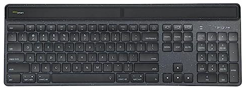 Targus EcoSmart Tastatur nachhaltige Energiegewinnung antimicrobial hintergrundbeleuchtet kabellos Bluetooth 5.0 QWERTY Französisch Tastenschalter: Scissor-Key Schwarz recycelte Verpackung