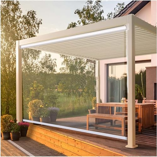 MAYFABD Wasserdichtes Transparentes Rollo Durchsichtige Gartenrollos Garten Winddichter Vorhang aus Kunststoff Wetterfest Ohne den Genuss der Außenlandschaft zu Beeinträchtigen,200 * 200cm