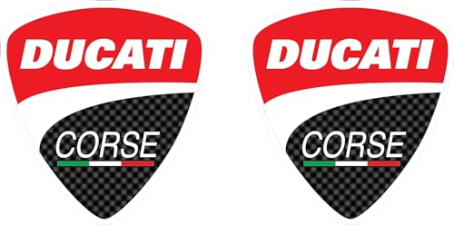 Motorrad Aufkleber-Set auch für Motocross passend für Ducati Corse, Logo, 2 Stück, 10 cm, Hochwertiges Carbon-Design – Wetterbeständig & Langlebig