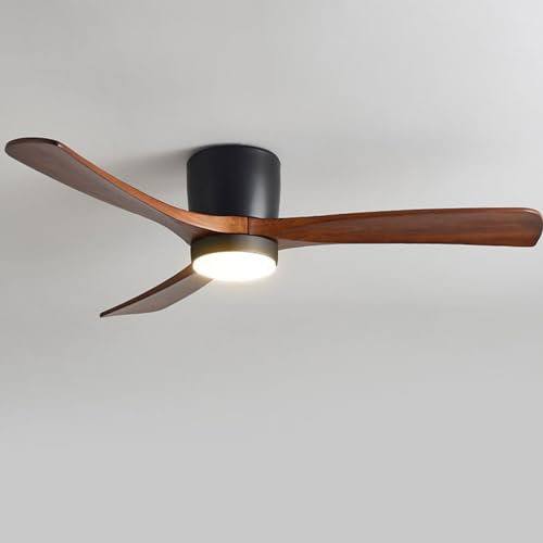 IBalody 48in Quiet Ceiling Fan with Light Indoor Remote Ceiling Fan Light 6 Gear Wind Speed Fan Lights White LED Ceiling Lights Fan Lighting Wooden Blades for Living Room Dining Room Bedroom