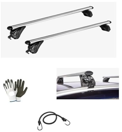 KOMPATIBEL MIT Audi A6 (4F/C6) Avant 5P pro Jahr 2008 DACHTRÄGER, 120 cm, 1 Paar ALUMINIUMTRÄGER FÜR AUTODACH MIT GESCHLOSSENEM GELÄNDER, MAX. 75 KG, ZUGELASSEN