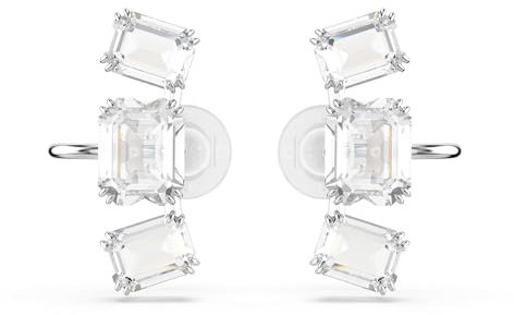 Swarovski Millenia Ohrclips, Oktagon-Schliff, Weiß, Rhodiniert