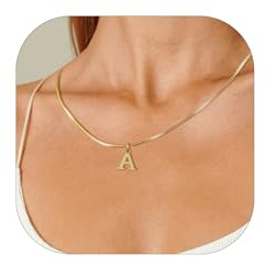 Esmoly Kette Damen Kette mit Buchstaben A-Z Necklace Women Silber Buchstaben Kette für Freundin 14K Vergoldet Anhänger Halskette Abschluss Geburtstag Geschenke für Frauen (Buchstaben A, Gold)