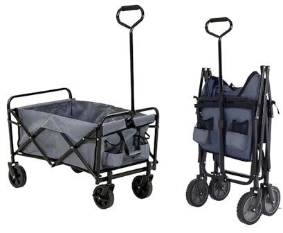 Avilia Carrello Pieghevole Portaoggetti - Carretto per Esterni, Ideale per Campeggio e Trasporto Attrezzi da Giardinaggio, in Acciaio, 73x46,5x95 cm, Portata 80 kg