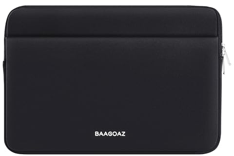 BAAGOAZ Laptop Sleeve Case 14 Inch Protective Bag with Front Pocket, Compatible with 14 Inch PC Notebook Chromebook Ultrabook Computer, Black