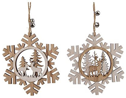 Figuras de Madera para árbol de Navidad, Modelos Surtidos, 12x0,7x12 cm, Ideales para Decorar y Personalizar tu árbol navideño.