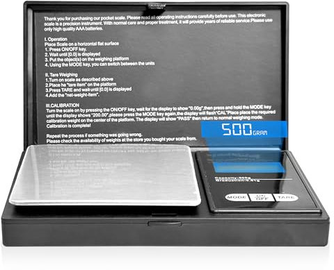 MSC Digital Pocket Scale 500g x 0.01g Precision – Mini Digital Scales 0.01g with Compact Design, Multi-Unit Display, Stainless Steel Platform, Ideal for Kitchen, Jewelry, Coffee, and More
