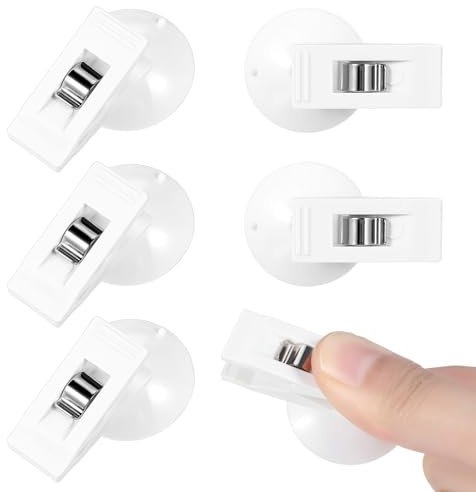 Durabke Lot de 6 clips de rideau de douche, ventouse anti-éclaboussures, résistant au vent et aux éclaboussures, forte adhérence, espaces sujets aux moisissures, locataire (sans perçage), salle de