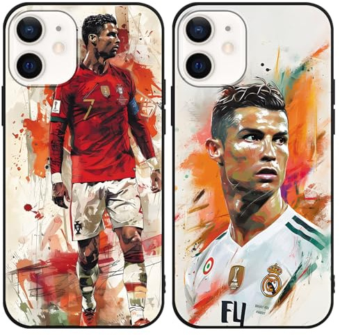 TBNMBGY 2 Stück Handyhülle für iPhone 12/12 Pro Hülle 6.1, Fußball Legend Player Cool Mode Sport 7 Muster Case Weich Silikon Stoßfest Cover Schutzhülle für Fans, Idol