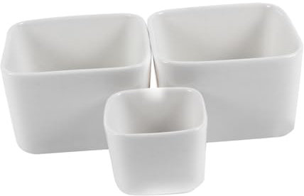 HEMOTON Macetas Cuadradas De Cerámica para Plantas De Interior 3 Unidades De Barro Esmaltado De Terracota para Plantas De Interior Suculentas Rectangulares De Cerámica Blanca