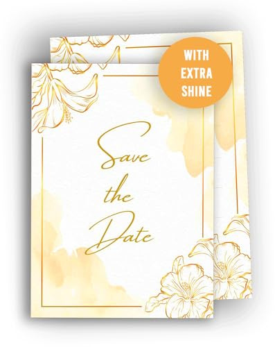 Edition Colibri 10 Save-the-Date Einladungskarten Hochzeit A6 – Hochzeitskarte Brautpaar Trauung, Wunschkarten Vorab-Ankündigung Hochzeitsfeier, Karten Set Design Hibiskus für Männer, Frauen & Paare