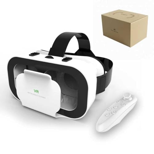 VR Brille 4K Ultra HD, mit Kabellose Steuerung - Smartphone Headset für Gaming & 360° Filme, Kompatibel mit iPhone/Android (4.7-6.5 Zoll)