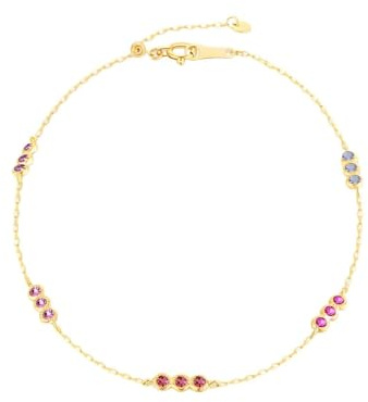 Tolldek Armbänder für Damen 18 Karat 750 Gold Echt Gold Schmuck, Blau Tansanit Klassiker Armreifen Rundschliff, Armreifen 18K Gelbgold, 22CM
