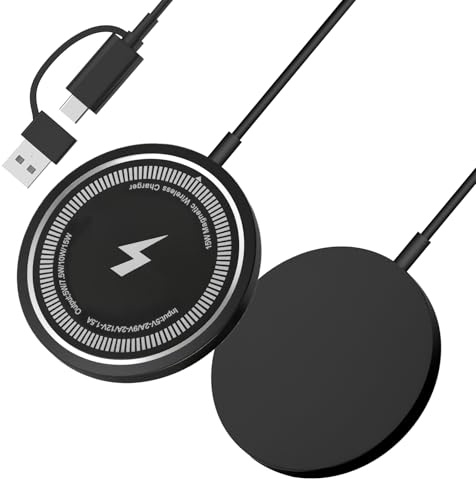 2-Stück Magnetisches Kabelloses Ladegerät, 15W Induktive Ladestation, Wireless Charger Kompatibel mit Phone 17/16/15/14/13/12-Serie und für AirPods 4/3/2/Pro,Ohne Netzteil
