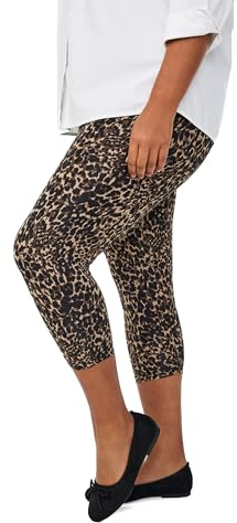 Zizzi Damen Große Größen 3/4 Leggings 2-Pack Regulär Bund Größe Gr M Black/Leopard