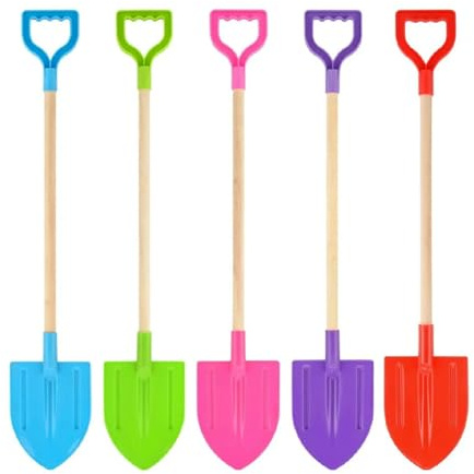 SDMAX Wooden Spade For Kids, Eye-Catching Colours, Long-Lasting Fun, Sturdy Materials, Ideal For Beach Outings, Camping Trips, Gardening Play, Outdoor Adventures, Assorted Colours, 72cm (2PCS)