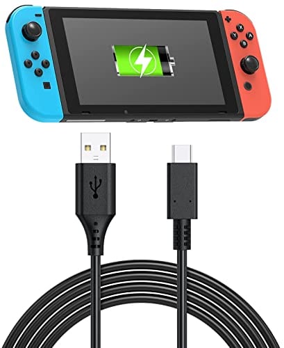 Cable de carga para Switch 2/Switch Lite/Switch OLED, cargador para Switch y Switch Lite, para Samsung Galaxy S9, S8, Note 8 y otros cables USB C (10 pies), color negro