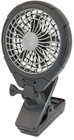 Treva O2COOL Ventilador de clip de 5 pulgadas, funciona con pilas con 2 velocidades, inclinación ajustable y función giratoria para exteriores, escritorio de oficina y dormitorio (gris)