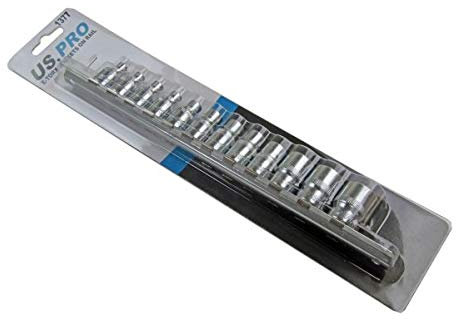 US PRO 12PC 3/8 DR E TORX SOCKETS ON Rail B1377