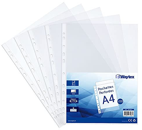 Waytex 931307 Klarsichthüllen, A4, 70 Mikron, glatt, 100 Stück