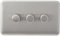 Schneider Electric Lisse Screwless Deco - 3 Gang Universal 2 Way Dimmer Light Switch, 250W/VA, GGBL6032CSSS, Stainless Steel