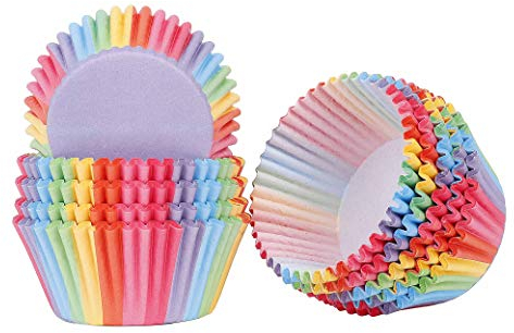 Cupcake Wrapper Regenbogen Papier Fällen Liners Muffin Backförmchen für Dessert Hochzeit Geburtstag Party 200 Stück