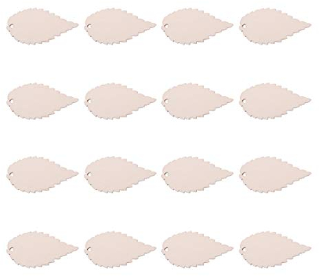 nbeads 100Pcs Massivholz unvollendete Holz Blattform Board Craft Tags mit Löchern, 50x26x2mm, Bohrung: 2x3mm