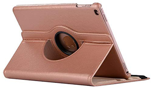 Étui en cuir avec rotation à 360 degrés pour Apple iPad Air 1 Air 2 5 6 - Coque Funda - Or rose