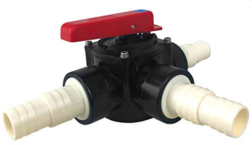 well2wellness® PVC 3-Wege Zylinderhahn Drehscheibenventil 50mm + 3 Schlauchtüllen gerippt 32-38mm