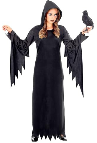 W WIDMANN MILANO Party Fashion - costume da regina scura per bambini, abito con cappuccio, regina gotica, costumi in maschera