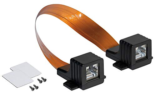 RJ45 Ethernet LAN Tür-/Fensterdurchführung, extrem flach - beidseitig RJ45-Buchse - Gesamtlänge inkl. Stecker 30 cm, Flexible Länge 22,5 cm