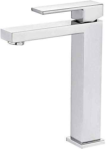 Ibergrif M11105 - Einhebel Bad Wasserhahn, Hoch Waschtischarmatur, Quadrat Waschtischbatterie, Chrom, Silber