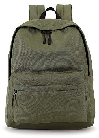 Casual Canvas Backpack Lightweight Travel Daypack Hiking College Rucksack Laptop Durable Bookbag (Black) (Green)