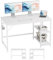 JOISCOPE Schreibtisch, Computertisch, Bürotisch, mit doppelten umkehrbaren Seitenablagen und Kopfhörerhaken für Heimbüros, Firmenstudio, kleine Räume, 120x60cm, Einfaches Weiß
