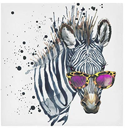 TropicalLife HaJie Servietten Aquarell-geometrische Streifen Zebra Tier Dinner Serviette Papier Satin Polyester Tuch wiederverwendbare Servietten für Tisch Kinder 50,8 x 50,8 cm, 6 Stück