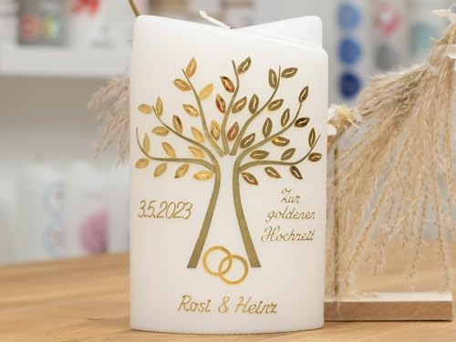 meinkerzenshop Hochzeitskerze Ilex Traukerze mit Namen und Datum, individuell, persönlich u. handgemacht 16983