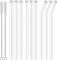 HONZUEN Paille en Verre Réutilisables avec Brosse de Nettoyage, 9 Pièces Sans BPA Eco Longues Transparentes Droites & Courbées Pailles à Boire en Verre pour Milkshake Cocktails, 8mm et 10mm