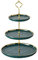 Koomuao Etagere 3 etagen Keramik Obstteller Tortenständer für Cupcake, Käseplatte Cupcake Dessert Ständer, Metallstab Kuchenständer, Party Hochzeit Deko Tortenständer (Grün-A, 3 etagen)