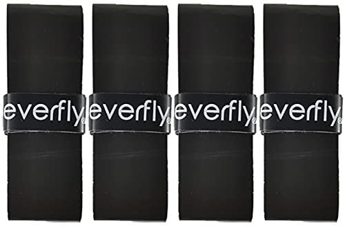 EVERFLY Overgrips Padel Lisos/Perforados - Set 4 Uds Negro - Grip Antideslizantes Tenis Bádminton Squash - Sobreempuñadura Wrap Absorbente - Cintas de Agarre para Mangos de Palas y Raquetas (Lisos)