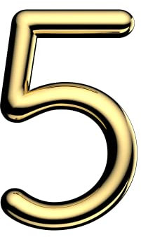 Ultion Sweet Gold Door Numbers '5' - 3inch height - Self Adhering, No Drilling or Screwing Required …