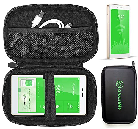 GlocalMe Protective Travel Case for 4G LTE Mobile Hotspot Device, Compatible G4 Pro, DuoTurbo, U3, Mini Turbo, UPP Portable WiFi Hotspot Device, with Mesh Pocket for Cable or Others