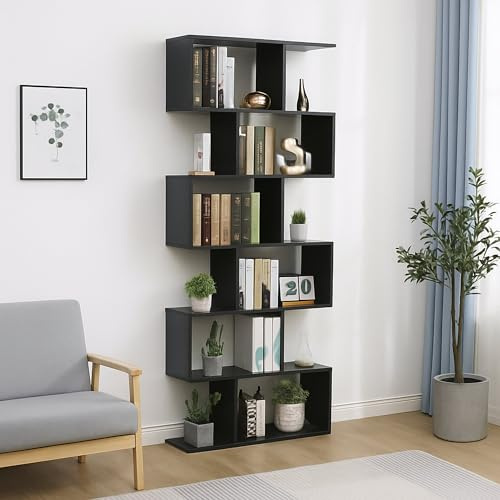 Dmora - Bücherregal Lucio, Schrank mit Regalen, Bürobibliothek, 100 % Made in Italy, 80 x 25 x 192 cm, Schiefer,