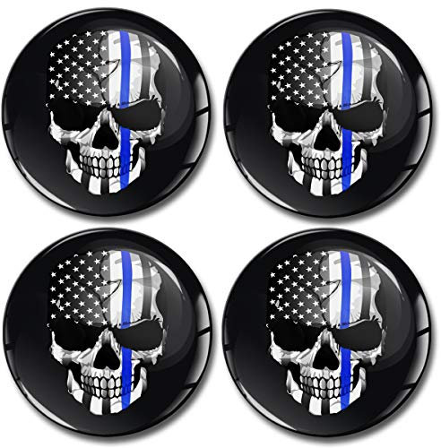 SkinoEu 4 x 55mm Autocollant 3D Silicone Universel pour Cache-Moyeu, Enjoliveurs, Centre de Roue Caches Emblème Ligne Bleu A 9955