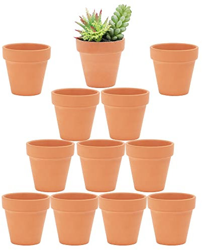 Yishang Lot de 12 pots en terre cuite de 6,3 cm avec trous de drainage, petits pots de poterie en céramique d'argile, pots de fleurs de cactus en terre cuite, pots de plantes succulentes pour plantes