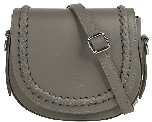 Cluty Umhängetasche echt Leder Damen | Made in Italy, Geflochtene Ledertasche, Crossbody Bag, Handtasche klein, Abendtasche für Smartphone, Umhängetasche mit Klappe | 021316