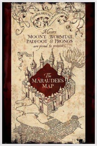 Harry Potter Poster Plakat | Bild und Kunststoff-Rahmen - Die Karte des Rumtreibers (91 x 61cm)