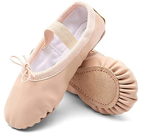 TETSUO Ballet Shoes for Girls, Indoor Ballerina Flats Dance Slippers for Kids, Toddlers Dancing, Yoga Soft Light Pink