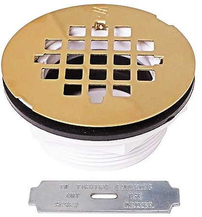 Westbrass D206P-5-01 4-1/2 OD Shower Drain Assembly and Grid Strainer Cover fits Both SCH. 40 PVC & ABS Pipes, 5-Pack, Polished Brass